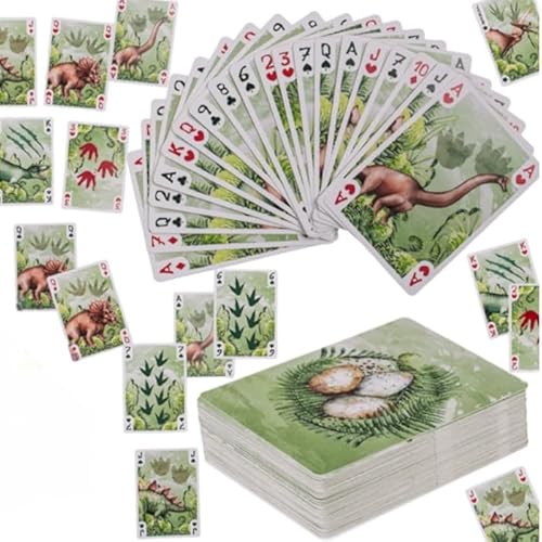 BLUECHOLON Kartenspiel, Spielkarten, Pokerdeck, Dinosaurier-Kartenspiel, ca. 5,7 x 8,7 cm, für Erwachsene, Kinder und Jugendliche von BLUECHOLON