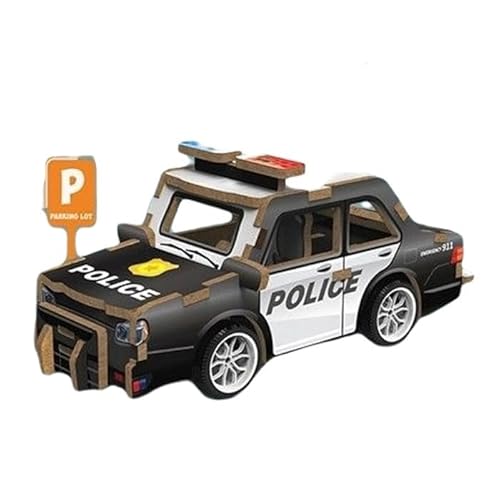 Holzpuzzle, 3D, Fahrzeuge, Holzpuzzle, Fahrzeuge mit Rücklauffunktion (Polizeiauto) von BLUECHOLON