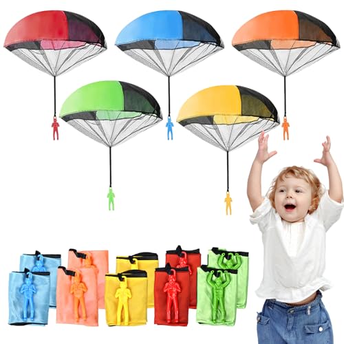 BLUESEABUY Fallschirm Spielzeug Kinder 10 Stück Fallschirmspringer Spielzeug Outdoor Wurf Parachute Spiele für Draußen Mitgebsel Kindergeburtstag Gastgeschenke von BLUESEABUY