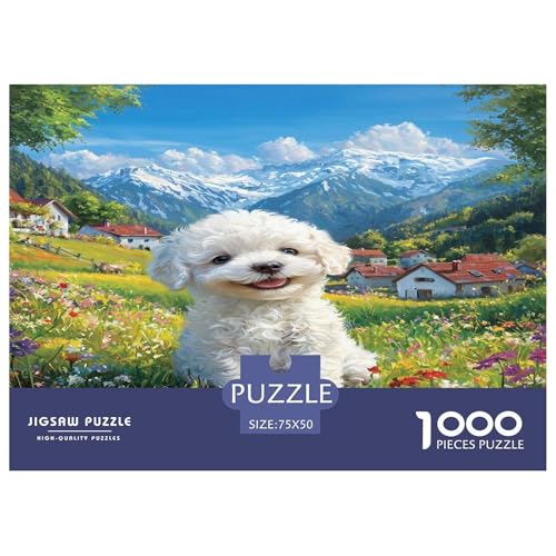 Bichon Frise 1000 Teile,Impossible Puzzle,Geschicklichkeitsspiel Für Die Ganze Familie, Erwachsenen Puzzlespiel Puzzel 1000pcs (75x50cm) von BLWZXPQMT