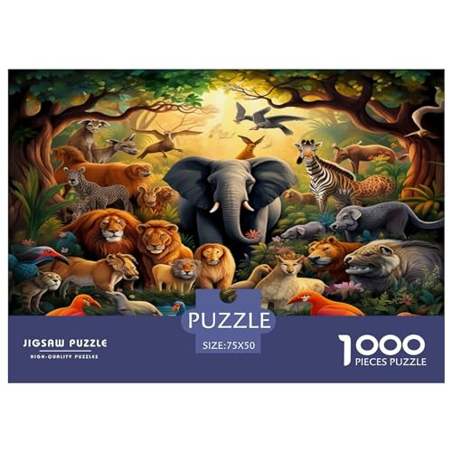 Dschungeltiere 1000 Teile,Impossible Puzzle,Geschicklichkeitsspiel Für Die Ganze Familie, Erwachsenen Puzzlespiel Puzzel 1000pcs (75x50cm) von BLWZXPQMT