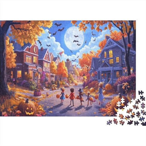 Halloween Village Puzzle 1000 Teile Puzzles Für Erwachsene Lernspiel Herausforderungsspielzeug 1000-teilige Puzzlespiel Für Erwachsene Kinder Puzzel 1000pcs (75x50cm) von BLWZXPQMT