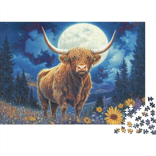 Hochlandrinder Puzzle 1000 Teile,für Erwachsene, Impossible Puzzle,farbenfrohes Legespiel,Geschicklichkeitsspiel Für Die Ganze Familie,Erwachsenenpuzzle Puzzel 1000pcs (75x50cm) von BLWZXPQMT