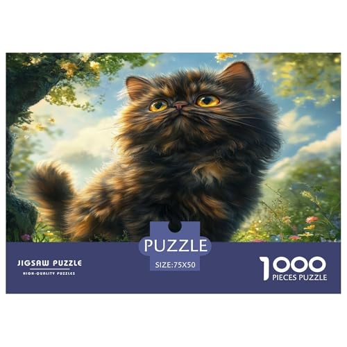 Perserkatze 1000 Stück Puzzles Für Erwachsene Teenager Stress Abbauen Familien-Puzzlespiel Mit Poster in 1000-teiliges Puzzle Kinder Lernspiel Spielzeug Geschenk Puzzel 1000pcs (75x50cm) von BLWZXPQMT