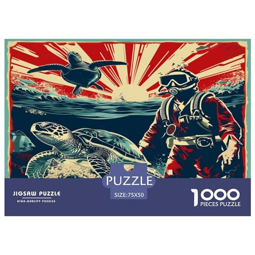 Schildkröte 1000 Stück Puzzles Für Erwachsene Teenager Stress Abbauen Familien-Puzzlespiel 1000-teiliges Puzzle Kinder Lernspiel Spielzeug Geschenk Puzzel 1000pcs (75x50cm) von BLWZXPQMT