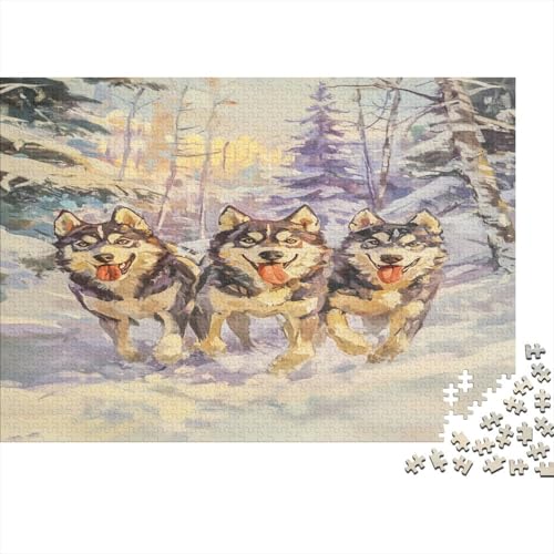 Sibirischer Husky 1000 Stück Puzzles Für Erwachsene Teenager Stress Abbauen Familien-Puzzlespiel 1000-teiliges Puzzle Kinder Lernspiel Spielzeug Geschenk Puzzel 1000pcs (75x50cm) von BLWZXPQMT