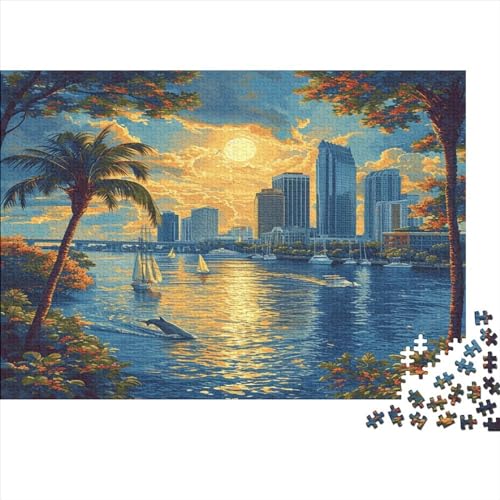 Sonnenuntergang über dem Hafen Puzzle 1000 Teile Puzzle Für Erwachsene Und Kinder Ab 14 Jahren,Puzzlespiel Erwachsenen Puzzlespiel Puzzel 1000pcs (75x50cm) von BLWZXPQMT