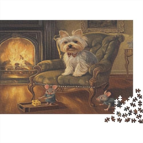 Yorkshire Terrier Puzzle 1000 Teile Puzzles Für Erwachsene Lernspiel Herausforderungsspielzeug 1000-teilige Puzzlespiel Für Erwachsene Kinder Puzzel 1000pcs (75x50cm) von BLWZXPQMT