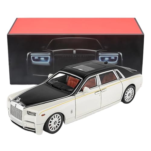 BMAONZ Miniatur Motorfahrzeug-Modelle 1:18 Für Rolls-Royce Phantom Modellauto, Zinklegierung, Zurückziehbares Spielzeug-Druckgussauto Mit Sound Fertigmodell(White) von BMAONZ