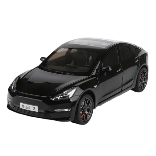 BMAONZ Miniatur Motorfahrzeug-Modelle 1:24 Für Tesla Model 3 Legierung Auto Modell Druckguss Metall Spielzeug Auto Modell Simulation Sound Und Licht Sammlung Fertigmodell(Black) von BMAONZ