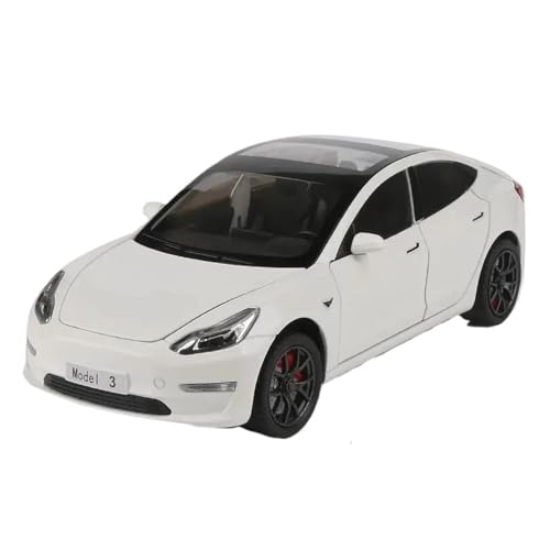 BMAONZ Miniatur Motorfahrzeug-Modelle 1:24 Für Tesla Model 3 Legierung Auto Modell Druckguss Metall Spielzeug Auto Modell Simulation Sound Und Licht Sammlung Fertigmodell(White) von BMAONZ