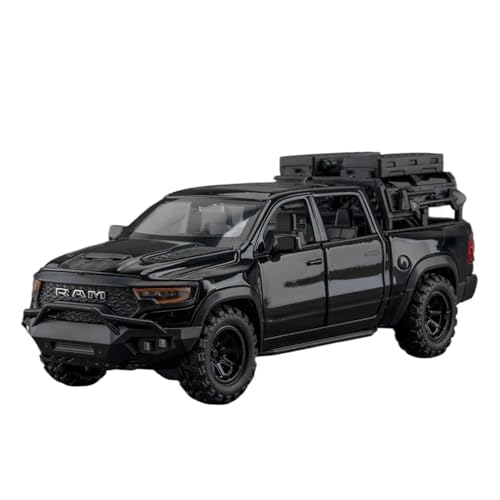 Miniatur Motorfahrzeug-Modelle 1:32 Für Dodge Mammoth 1000 Legierung Pickup Auto Diecast Metall Geländewagen Modell Sound Licht Simulation Fertigmodell(Black) von BMAONZ