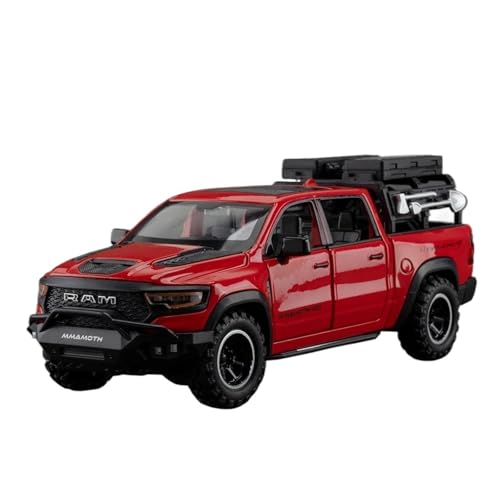 Miniatur Motorfahrzeug-Modelle 1:32 Für Dodge Mammoth 1000 Legierung Pickup Auto Diecast Metall Geländewagen Modell Sound Licht Simulation Fertigmodell(Red) von BMAONZ