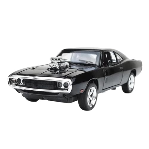 BMAONZ Miniatur Motorfahrzeug-Modelle 1:32 Für Simulation 1970 Dodge Charger Legierung Sportwagen Modell Sound Licht Zurückziehen Luxus Auto Spielzeug Ornamente Fertigmodell(Black) von BMAONZ