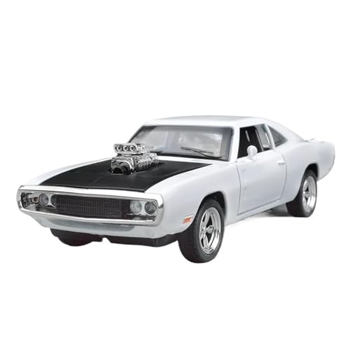 BMAONZ Miniatur Motorfahrzeug-Modelle 1:32 Für Simulation 1970 Dodge Charger Legierung Sportwagen Modell Sound Licht Zurückziehen Luxus Auto Spielzeug Ornamente Fertigmodell(Silver) von BMAONZ