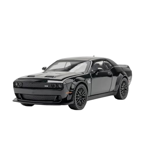 Miniatur Motorfahrzeug-Modelle Maßstab 1:32 Für Challenger Hellcat-Spielzeugautomodell Druckguss-Pull-Back-Cars-Modelle Sound-Light-Collection Für Kinder Fertigmodell(Black) von BMAONZ