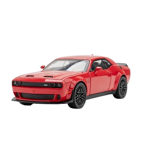 Miniatur Motorfahrzeug-Modelle Maßstab 1:32 Für Challenger Hellcat-Spielzeugautomodell Druckguss-Pull-Back-Cars-Modelle Sound-Light-Collection Für Kinder Fertigmodell(Red) von BMAONZ