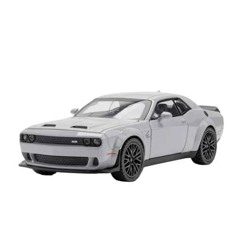 Miniatur Motorfahrzeug-Modelle Maßstab 1:32 Für Challenger Hellcat-Spielzeugautomodell Druckguss-Pull-Back-Cars-Modelle Sound-Light-Collection Für Kinder Fertigmodell(Silver) von BMAONZ