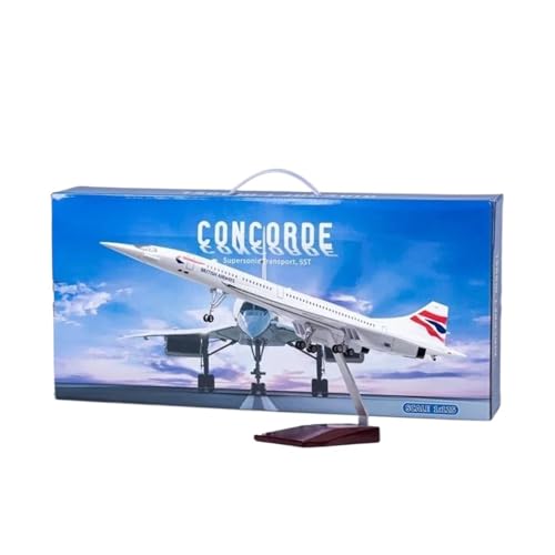 Kleinen Modellflugzeugen 50CM 1:125 Für Concorde Air Force One Modellflugzeug Resin Airframe Flugzeuge Mit Ausstellungsstand Miniatur Modelle(Red No Lights) von BMAONZ