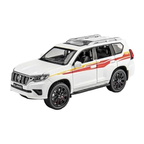 Miniatur Motorfahrzeug-Modelle 1/24 Für Toyota Land Cruiser Prado SUV Legierung Auto Modell Diecast Metall Spielzeug Geländewagen Auto Modell ﻿ Fertigmodell(White) von BMAONZ