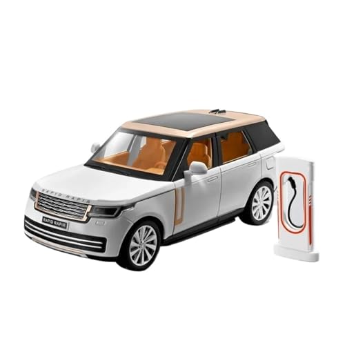 Miniatur Motorfahrzeug-Modelle 1:24 Für Range Rover Alloy Car Druckgussfahrzeuge Automodellsimulation Sound Und Licht Zurückziehen Autospielzeug Fertigmodell(White) von BMAONZ