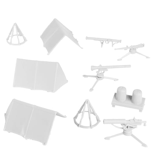 BMC Classic Plastic Army Men Camp Equipment - White 10pc Tents and Guns - US Made von BMC Toys