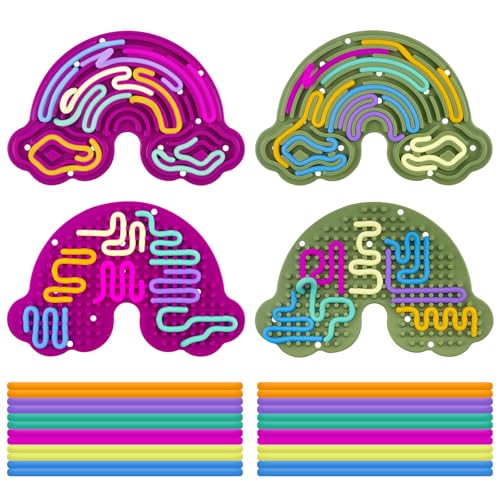 2 Stück Sensorik Activity Board Zweifarbiges Drücken Sensorik Activity Board,mit 24 Silikonseilen Calming Sensory Board für Kinder 3+ & Erwachsene Angstzuständen, ADHD und Autismu (Armee Grün und Rot) von BMSQOFD