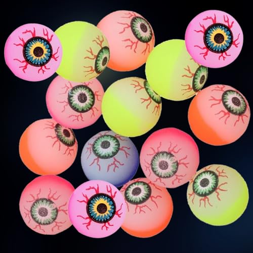 BNGXR 15PCS Bouncy Augäpfel, 32mm Gruselige Augen Bälle, Dopsball Gummiball Hüpfball Springball, Halloween Kindergeburtstag Tüte für Kinder (Zufällige Farbe) von BNGXR