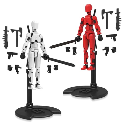 BNGXR T13 Action Figure,Mit 7 Waffen + 3 Handtypen,T13 Action Figures 3D-Druck von Beweglichen Figuren mit Mehreren Gelenken,Desktop Dekorationen Geschenk für Kinder Jungen Mädchen Geschenke (2 pc von BNGXR