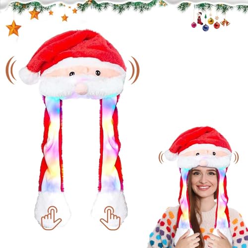 BNGXR Weihnachtsmütze Plüsch, Wackelohr Mütze mit LED und beweglichen, LED Weihnachtsmütze, Tier Plüsch Spielzeug Hut, für Cosplay Urlaub Weihnachten Karneval Party von BNGXR