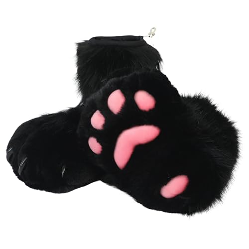 BNLIDES Cosplay Tier Katze Wolf Hund Fuchs Füße Paw Claw Schuhe Pelzstiefel Kostüm Zubehör für Erwachsene (Schwarz) von BNLIDES