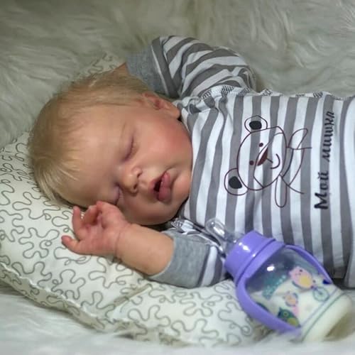 Reborn Babypuppe Junge Reborn Babies 22 Zoll Handgemachte Lebensechte Babypuppen Junge Weiche Tuch Körper Wie Ein Echtes Baby Geschlossene Augen von BNNPUU