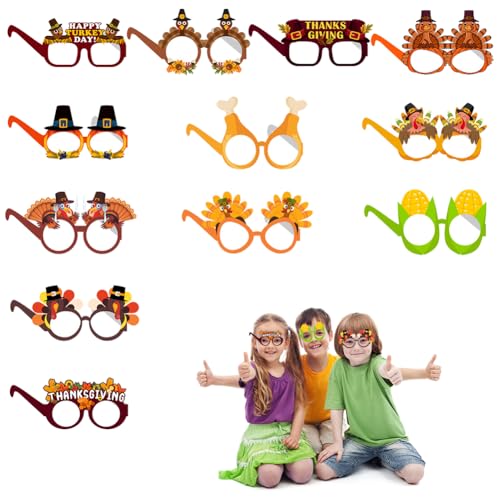 12 Paare Herbst Papier Partybrillen,Thanksgiving Photo Booth Requisiten,Thanksgiving Brillen,Lustige Herbst Partybrillen für Herbst Fotorequisite,Thanksgiving Party Brille,Papier Turkey Eyeglasses von BNOYONERAS