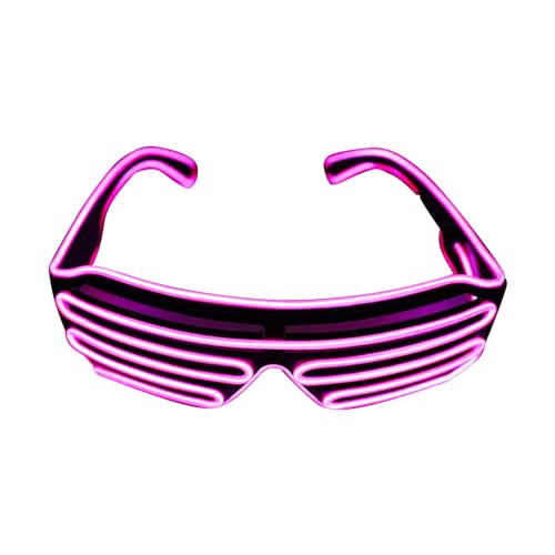 BNOYONERAS Kunststoff Glow Light Sonnenbrille, Leuchten Sie Neon Rave Brille Glow, Glow Light LED Party Brille, LED Party Leuchtbrille, LED Brille mit 3 Blitzmodi, Flashing LED Sonnenbrille (Rosa) von BNOYONERAS