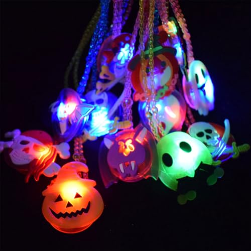 Halloween Blinkende Led Party Halsketten, Halloween Party Favors für Kinder, Led Halsketten Spielzeug Kinder, LED Leuchtspielzeug Partyartikel für Halloween Karneval Party Mitgebsel, 6 Stück von BNOYONERAS