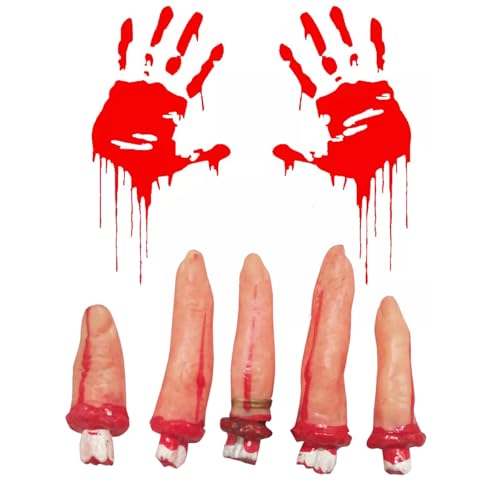 Halloween Körperteile,5 Abgetrennte Finger Halloween Requisiten,Halloween Abgetrennte Körperteile,Gebrochene Körperteile,Gefälschter Daumen Finger Simuliert Halloween Dekorationen Horror Requisiten von BNOYONERAS