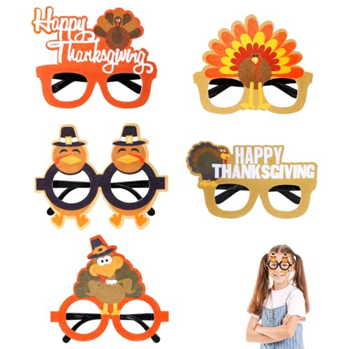 Thanksgiving Brillen Thanksgiving Party Brille Thanksgiving Truthahn Brillen Happy Thanksgiving-Brille Filz Requisiten Gläser Thanksgiving Foto Requisiten für Thanksgiving Party Cosplay Kostüm 5 Stück von BNOYONERAS