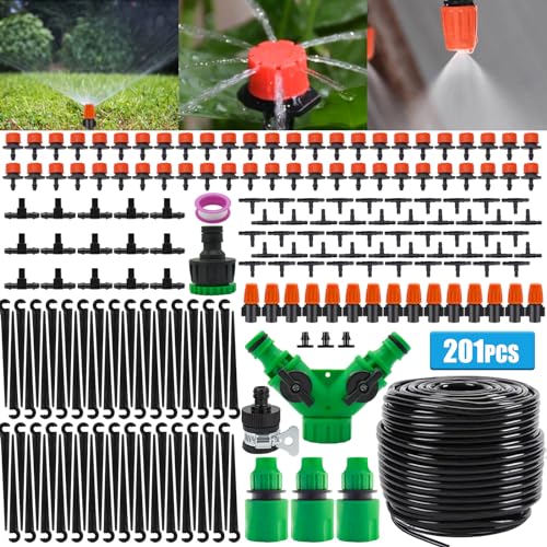 BNWRRCVKE Bewässerungssystem Garten, 201 PCS Bewässerung Kit, Micro Drip Bewässerung Kit, Tröpfchenbewässerung Bewässerungssystem, DIY Gartenbewässerung für Pflanzen Gewächshaus Blumen von BNWRRCVKE