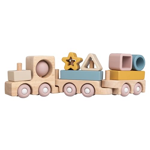 Baby's Only - Holzzug Opal - Spielzeug für Jungen und Mädchen - Motorikspielzeug Baby - Hochwertigem Holzspielzeug - Ab 6 Monaten von BO BABY'S ONLY