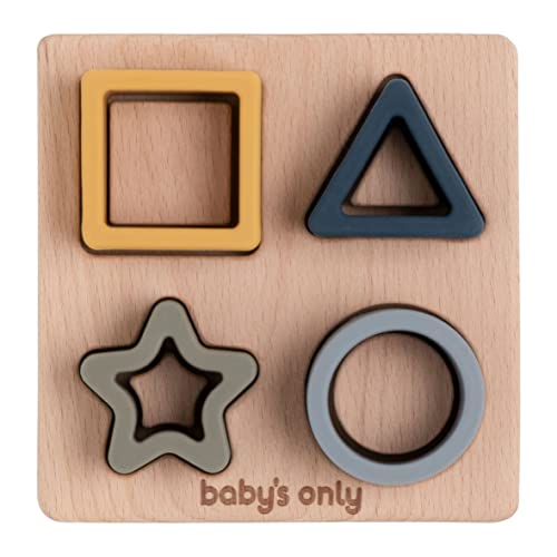 Baby's Only - Formenpuzzle Sortierspiel Earth - Motorikspielzeug Baby - Bunte Montessori Holzspielzeug - Sortierbox mit Vier Figuren - Hochwertigem Silikon - Ab 6 Monaten von BO BABY'S ONLY