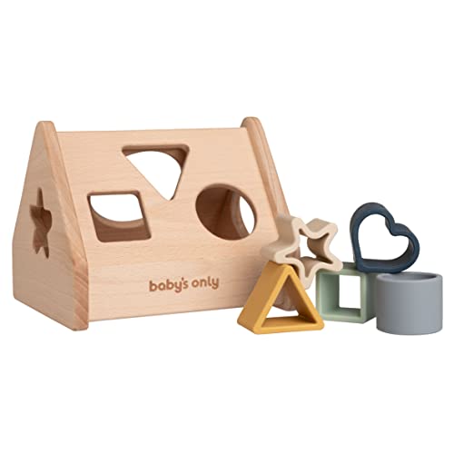 Baby's Only - Puzzle-Box-Haus Sortierspiel Earth - Motorikspielzeug Baby - Bunte Montessori Holzspielzeug - Formenpuzzle mit fünf Figuren - Hochwertigem Silikon - Ab 1 Jahr von BO BABY'S ONLY