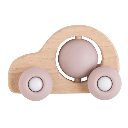 Baby's Only - Baby-Spielzeugauto - Holzspielzeug Baby - Kinderzimmer Deko - Hochwertigem FSC-Holz - Bietet viele Vorteile - Unterhaltsam und lehrreich - Alt Rosa - Ab 6 Monaten von BO BABY'S ONLY