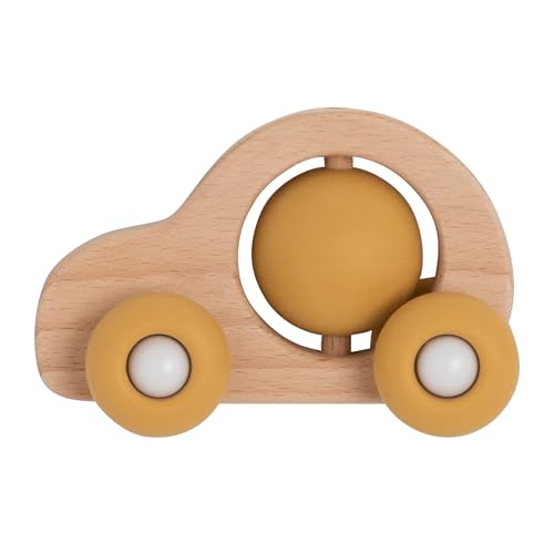 Baby's Only - Baby-Spielzeugauto - Holzspielzeug Baby - Kinderzimmer Deko - Hochwertigem FSC-Holz - Bietet viele Vorteile - Unterhaltsam und lehrreich - Ocker - Ab 6 Monaten von BO BABY'S ONLY