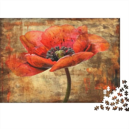 Abstract Red Flower Puzzle 1000 Teile Puzzle mit 1000 Teilen für Erwachsene Actives Puzzle anspruchsvolles Spiel für Erwachsene Wohnkultur 1000 Stück (75 x 50 cm) von BOAHZCJEG