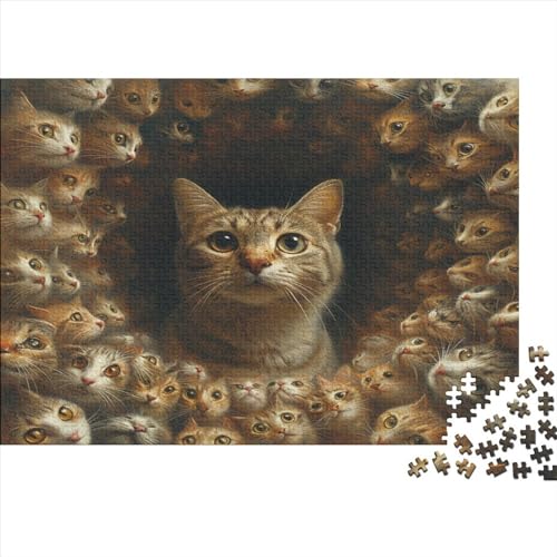 Cat Puzzle mit 1000 Teilen für Erwachsene, Holzpuzzle mit 1000 Teilen für Erwachsene, Puzzlespiel, Heimdekoration, 1000 Stück (75 x 50 cm) von BOAHZCJEG