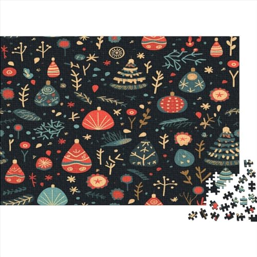 Christmas Theme Cute Patterns Puzzle 1000 Teile Puzzle Für Erwachsene Unmögliche Puzzles Geschicklichkeitsspiel Für Die ganze Familie Dekoration Für Zuhause Holzpuzzle 1000 Teile (75 x 50 cm) von BOAHZCJEG