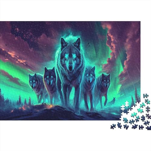 Colorful Wolf Puzzle für Erwachsene Holzpuzzle 1000 Teile Entspannendes Puzzle Geschenk Für Erwachsene Puzzle 1000 Teile Puzzlespiel Wohnkultur 1000 Stück (75 x 50 cm) von BOAHZCJEG