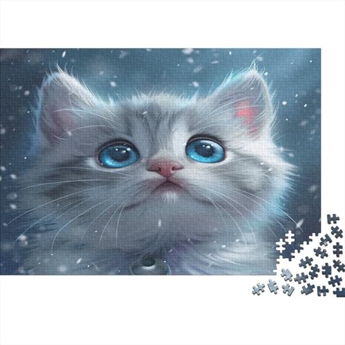 Cute Blue Eyed Cat Puzzles, Puzzle 1000 Teile, Puzzle für Erwachsene, Puzzle - Hochwertiger Druck 1000 Stück (75 x 50 cm) von BOAHZCJEG