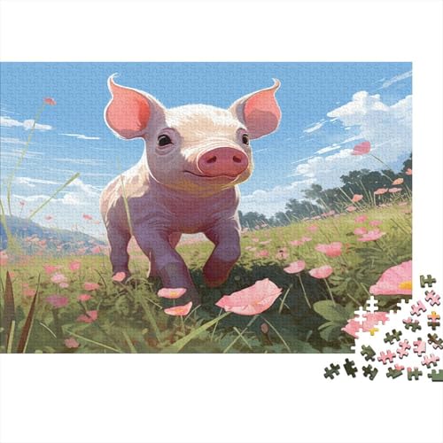 Cute Pig Puzzle mit 1000 Teilen für Erwachsene, unmöglich, Geschicklichkeitsspiel für die ganze Familie, anspruchsvolle Puzzlespiele, tolles Geschenk für Erwachsene, 1000 Stück (75 x 50 cm) von BOAHZCJEG