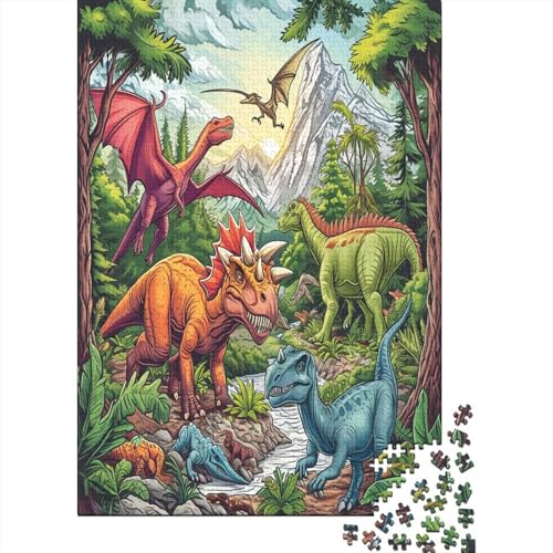 Dinosaurier 1000 Stück Puzzles Für Erwachsene Teenager Stress Abbauen Familien-Puzzlespiel 1000-teiliges Puzzle Kinder Lernspiel Spielzeug Geschenk Puzzel 1000pcs (75x50cm) von BOAHZCJEG